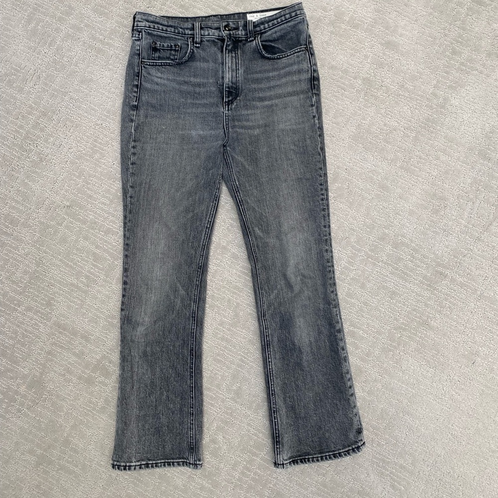 Rag & Bone crop flare jeans grey